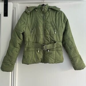 Dollhouse Sage Green Quilted Puffer Coat